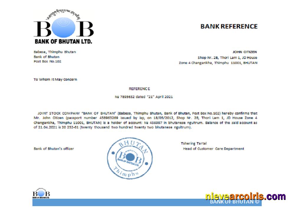 Bhutan Bank of Bhutan reference
